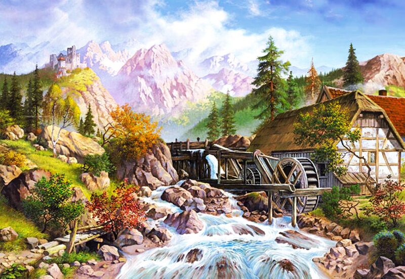Mill by a Mountain Stream