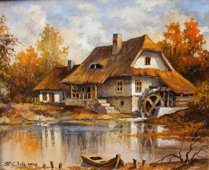Mill by a River — Brown