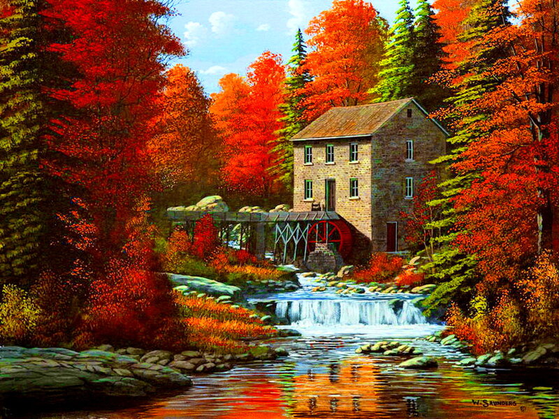 Mill by Autumn River