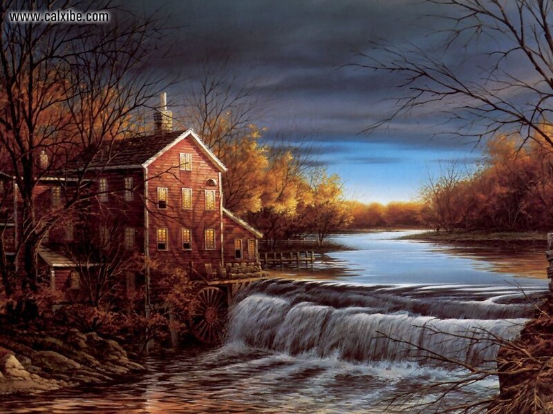 Mill by the River at Dusk
