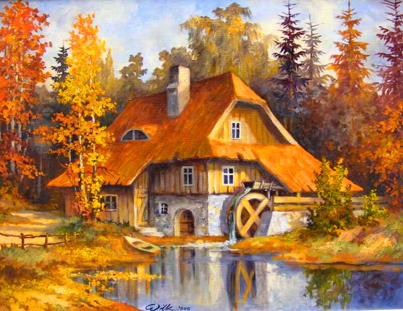 Mill House in Autumn — Orange, Serene