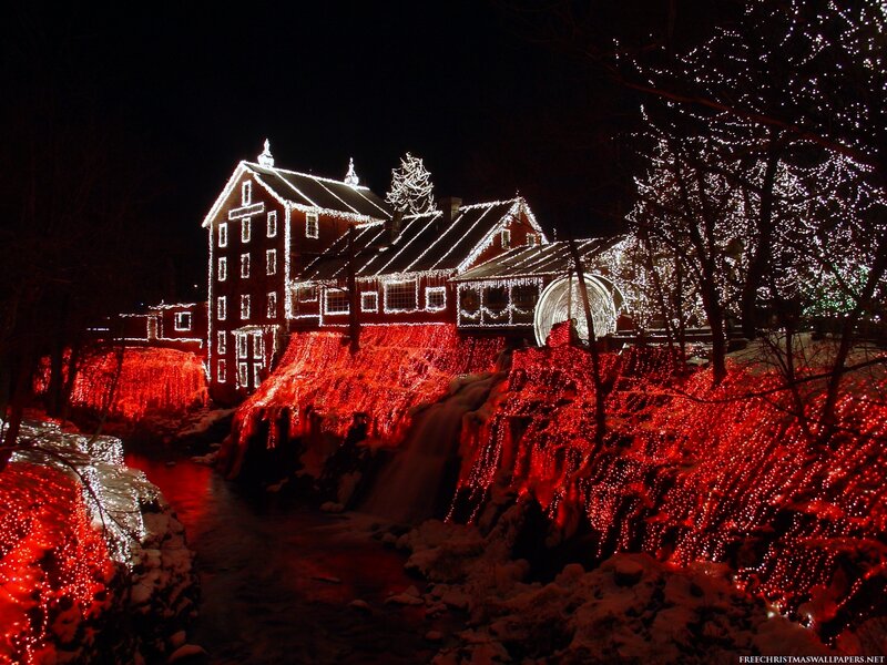 Mill with Holiday Lights — Red, Festive
