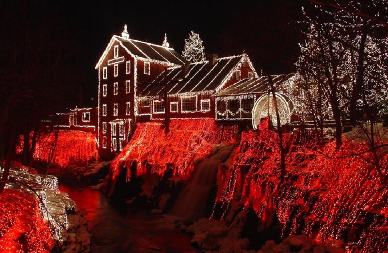 Mill with Holiday Lights