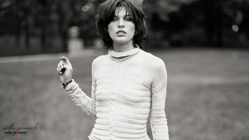Milla Jovovich in a sweater