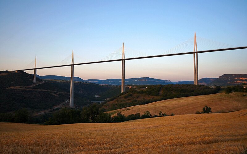 Millau Bridge at sunset