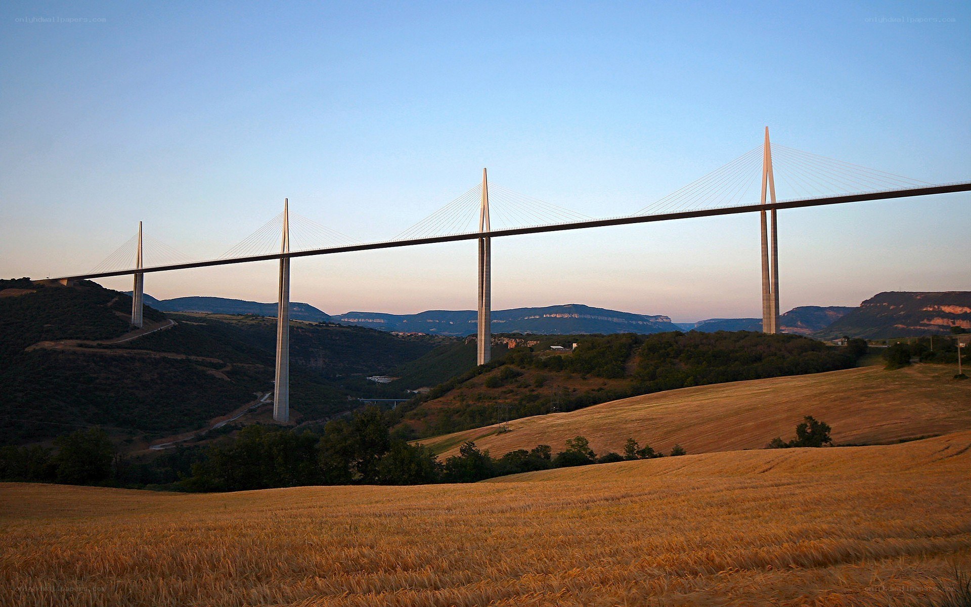 Millau Bridge at sunset