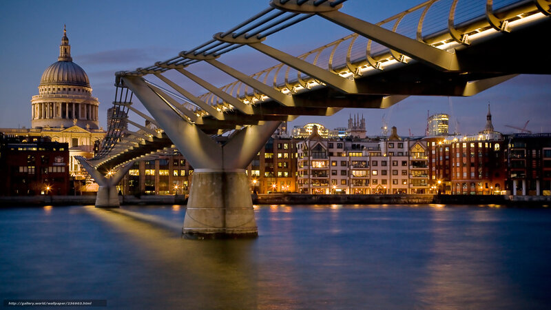 Millennium Bridge at Dusk — Blue, Serene