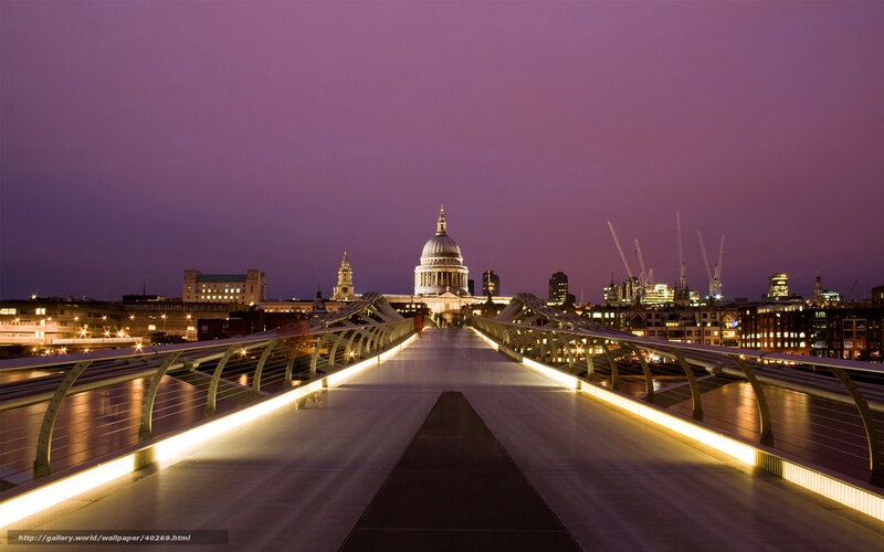 Millennium Bridge at Dusk — Purple, Serene, Night