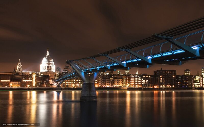 Millennium Bridge at Night — Blue, Serene