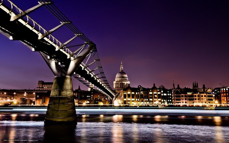 Millennium Bridge at Night — Purple, Dramatic