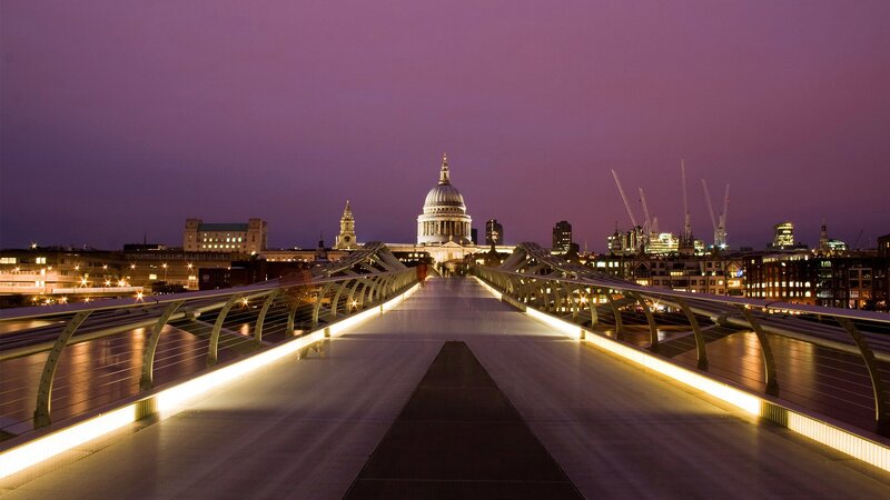 Millennium Bridge at Night — Purple