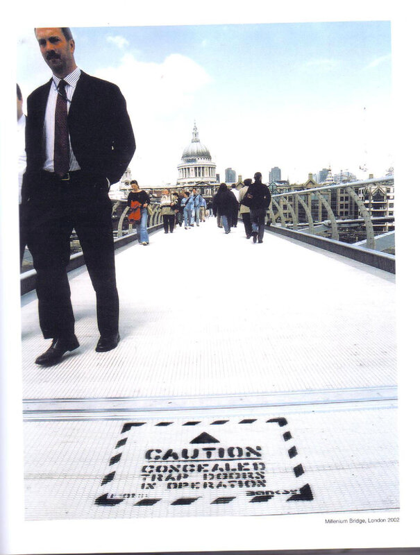 Millennium Bridge caution sign