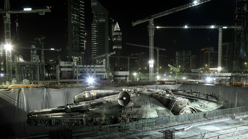 Millennium Falcon at construction site