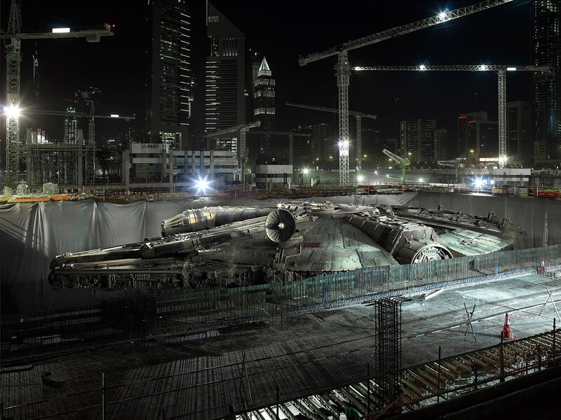 Millennium Falcon at construction site