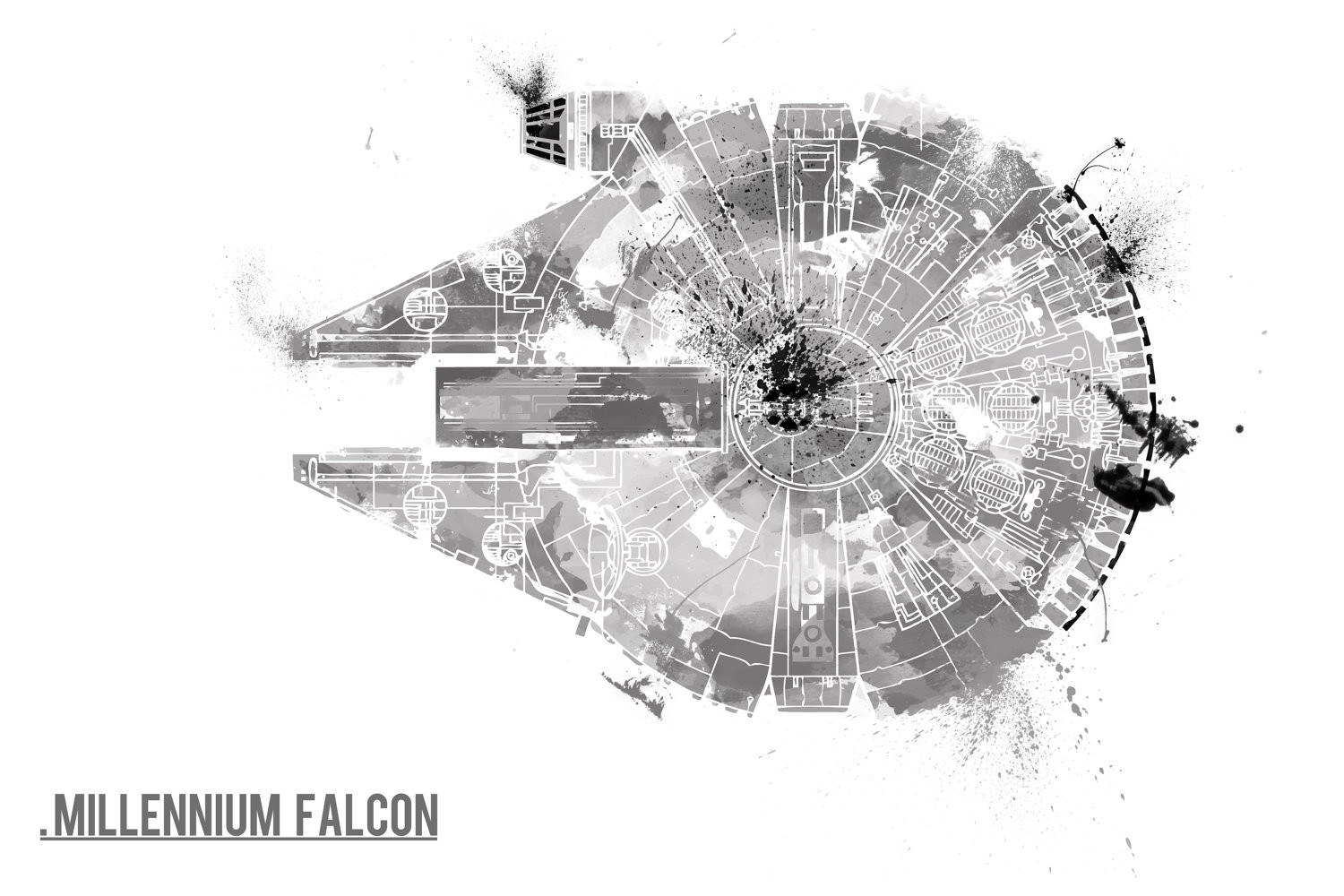 Millennium Falcon blueprint art