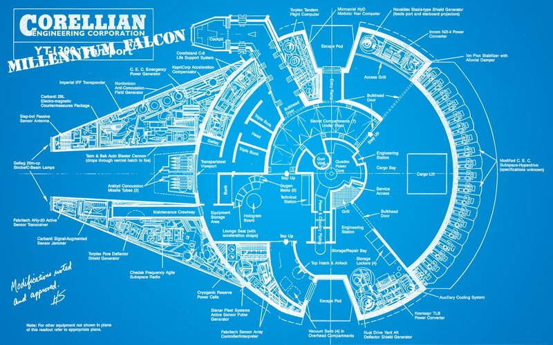 Millennium Falcon Blueprint — Blue