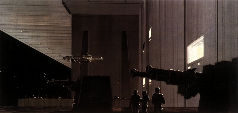 Millennium Falcon docking scene