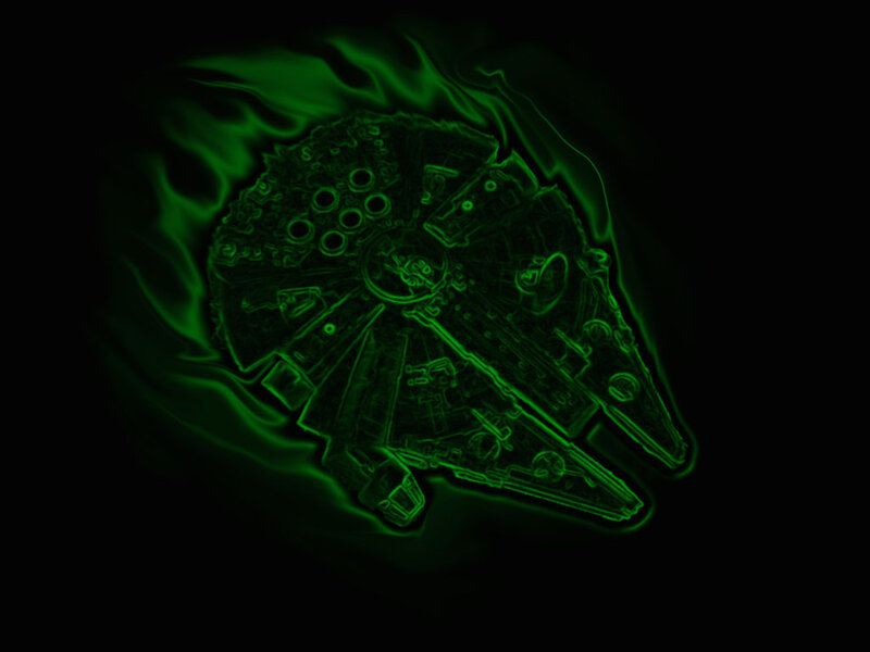Millennium Falcon glowing green