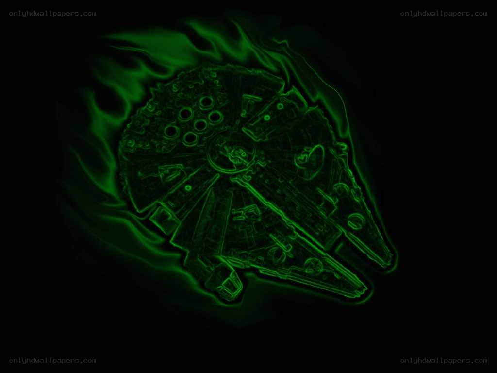 Millennium Falcon glowing green