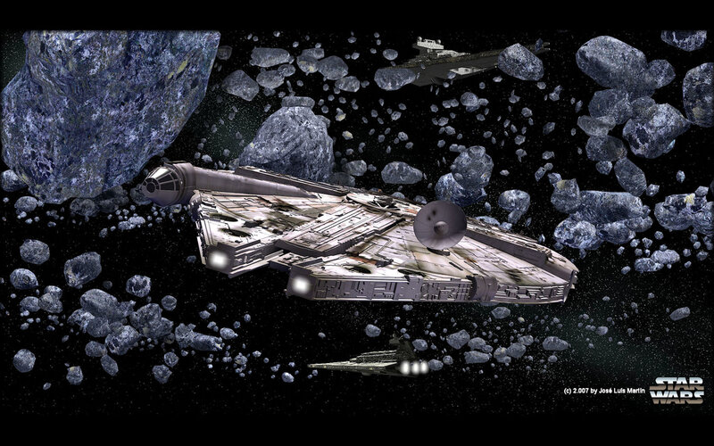 Millennium Falcon in Asteroid Field — Black