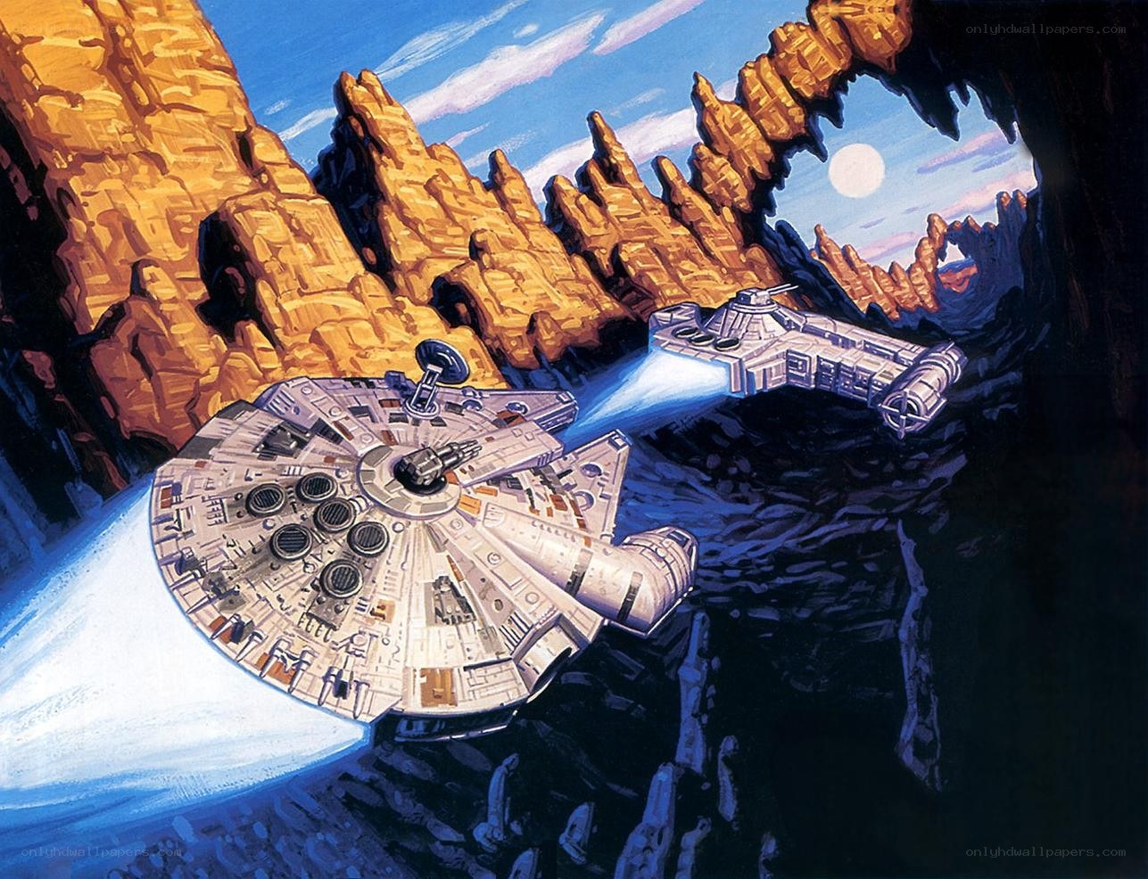 Millennium Falcon in canyon