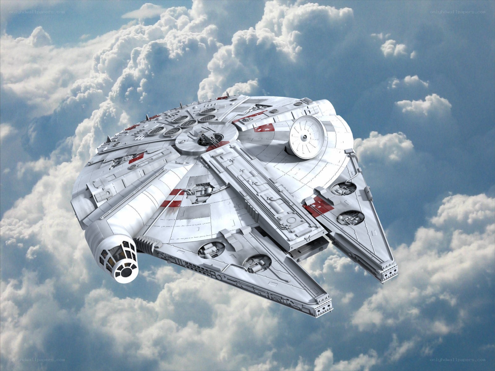 Millennium Falcon in clouds
