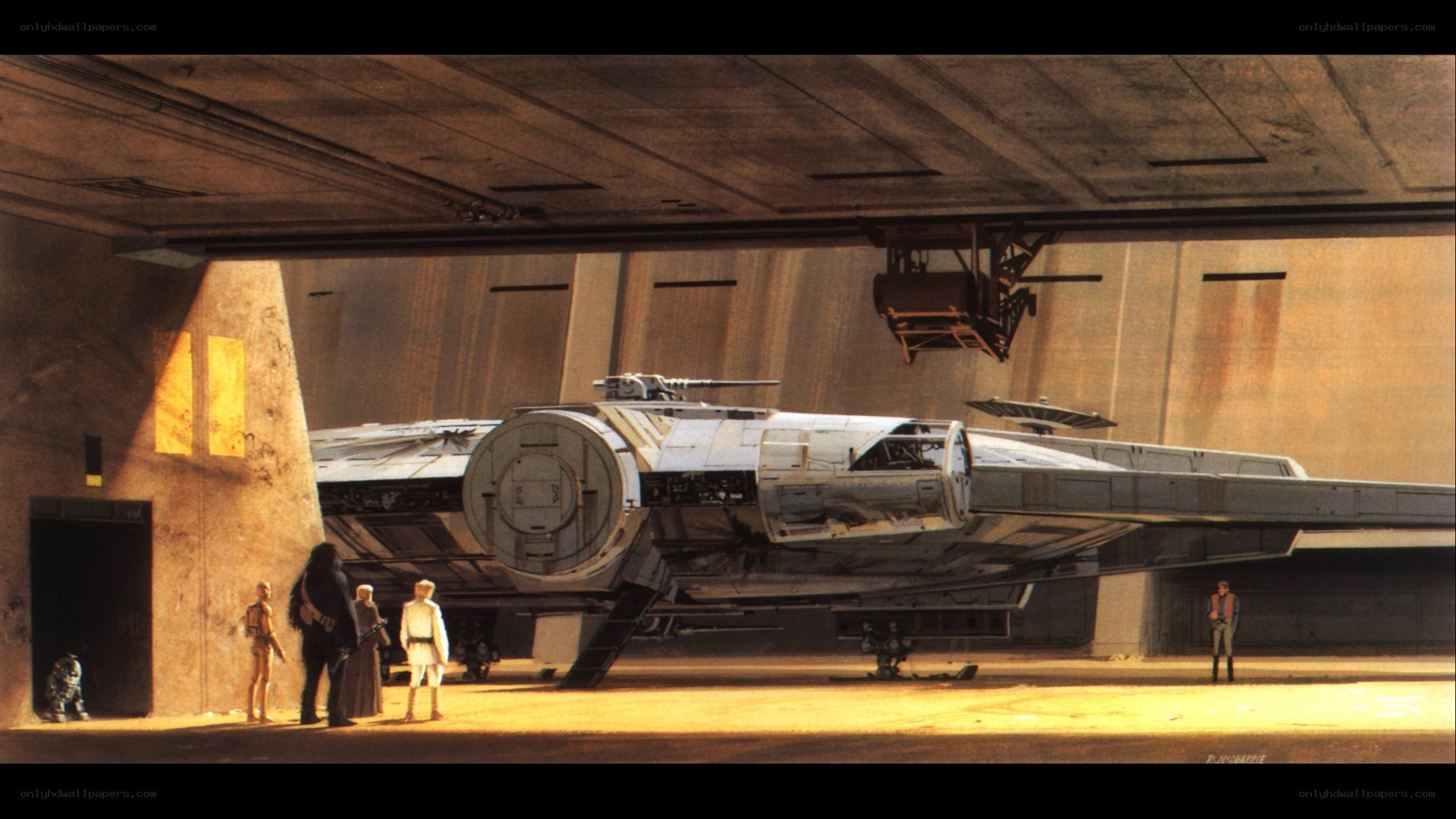 Millennium Falcon in hangar