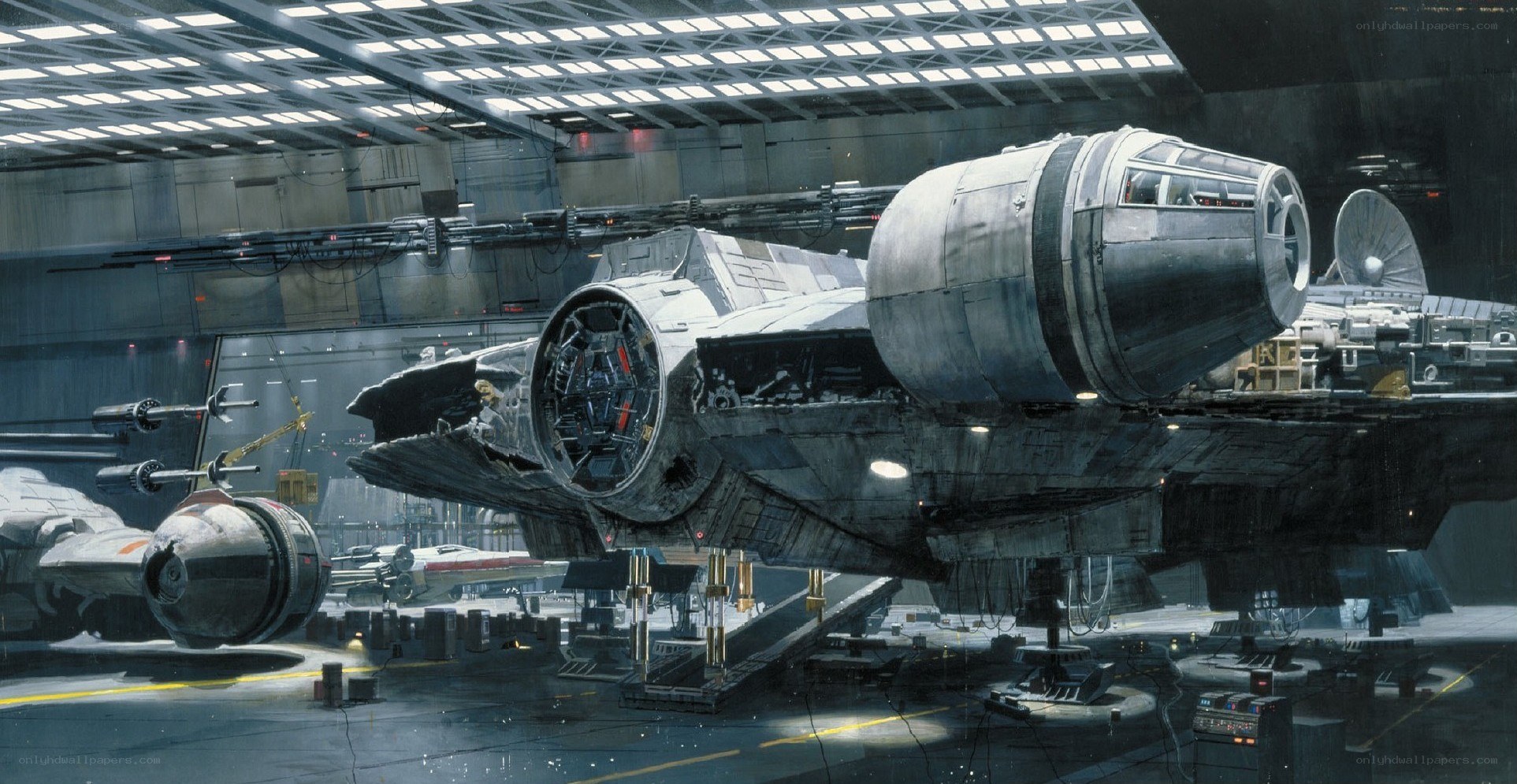 Millennium Falcon in hangar
