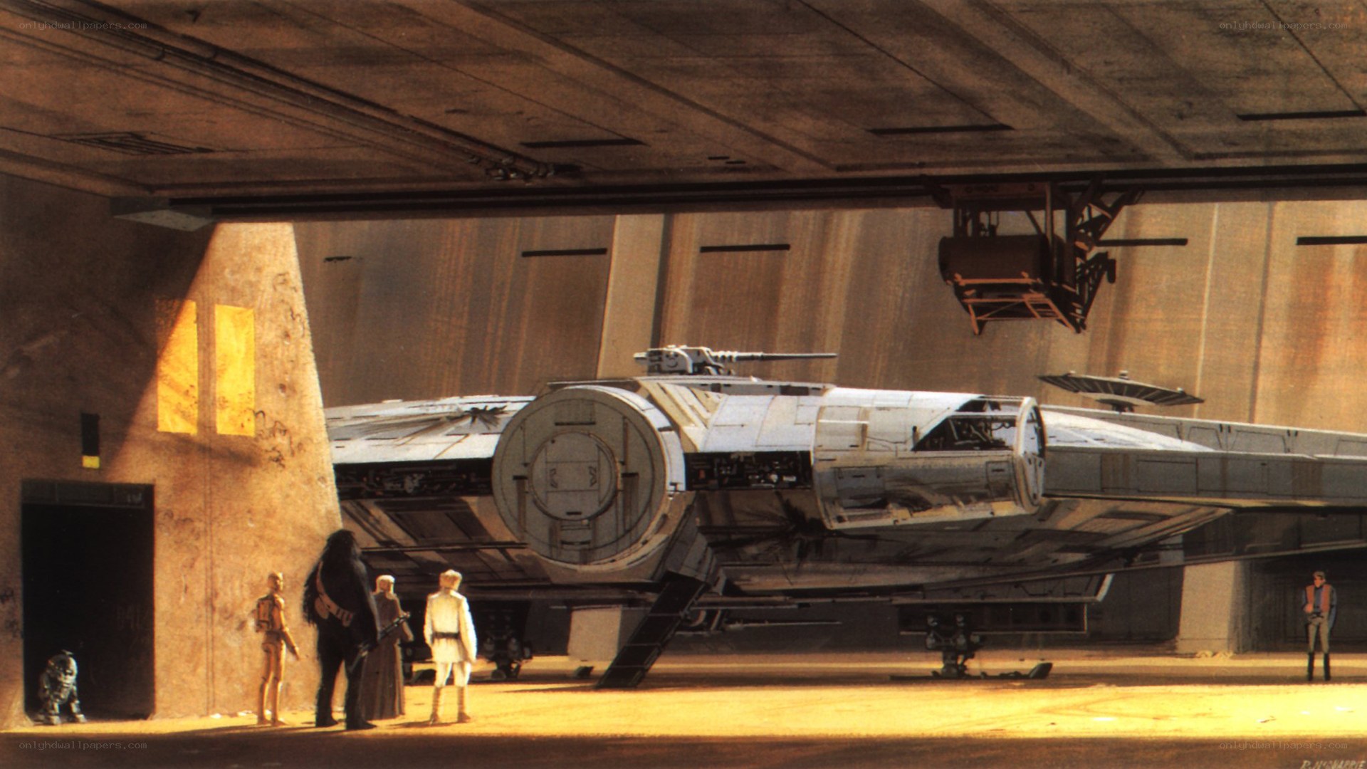 Millennium Falcon in hangar