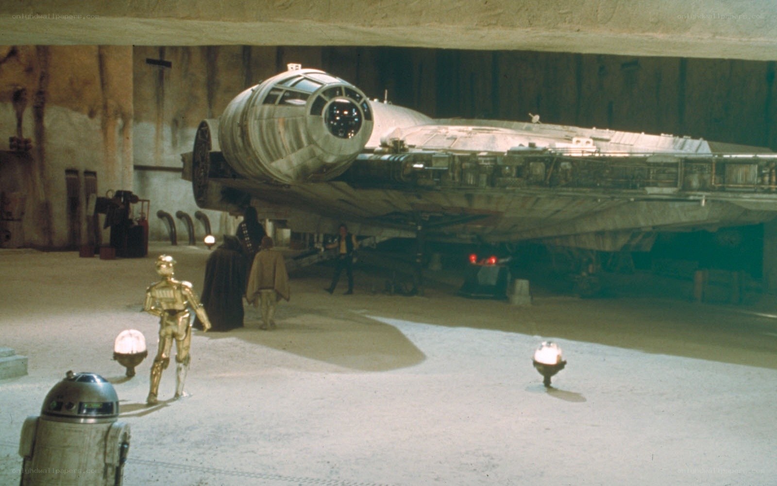 Millennium Falcon in hangar