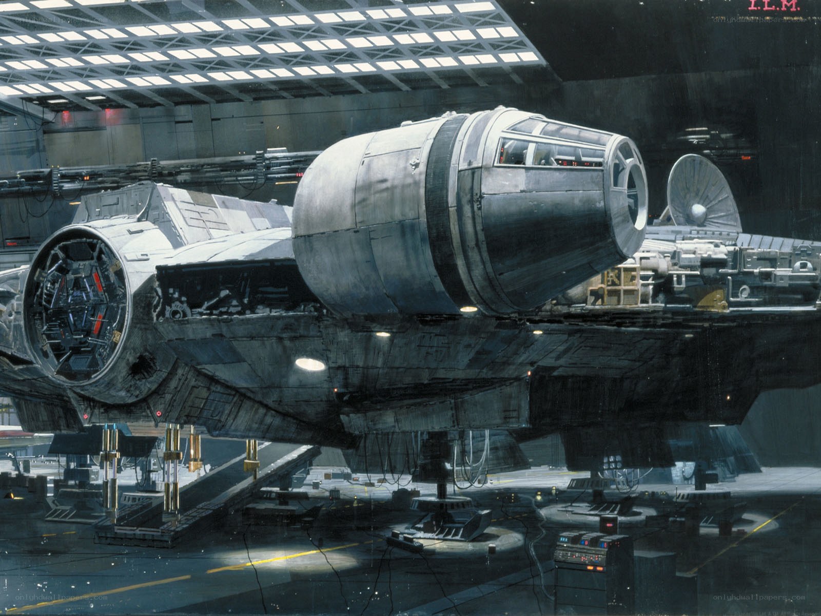 Millennium Falcon in hangar