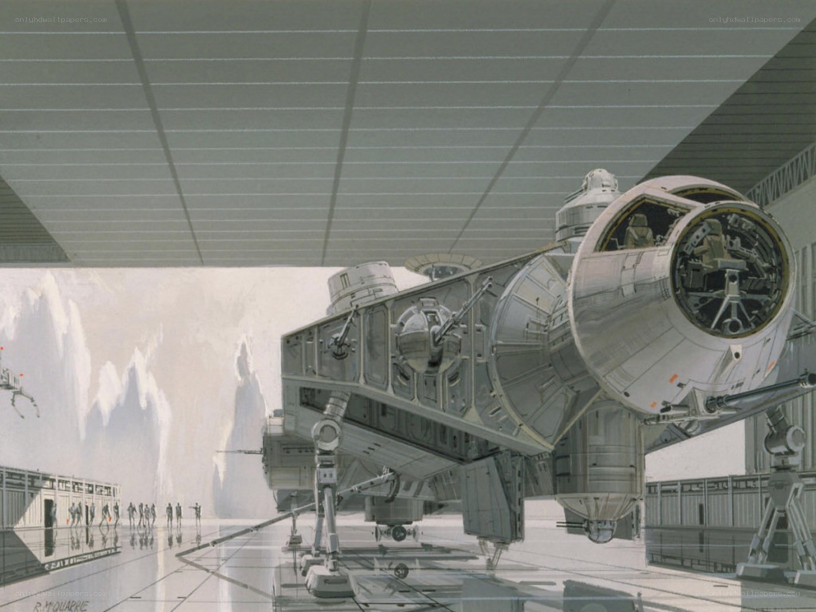 Millennium Falcon in hangar