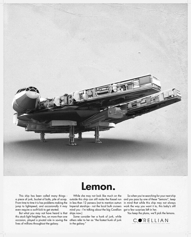 Millennium Falcon Model — Black, Dramatic, Illustration
