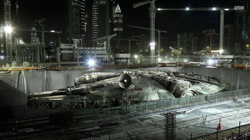 Millennium Falcon Model — Black, Dramatic