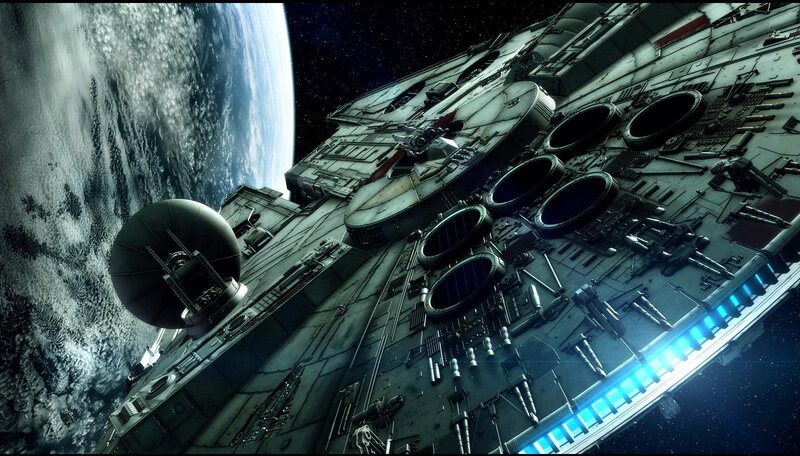 Millennium Falcon near a planet