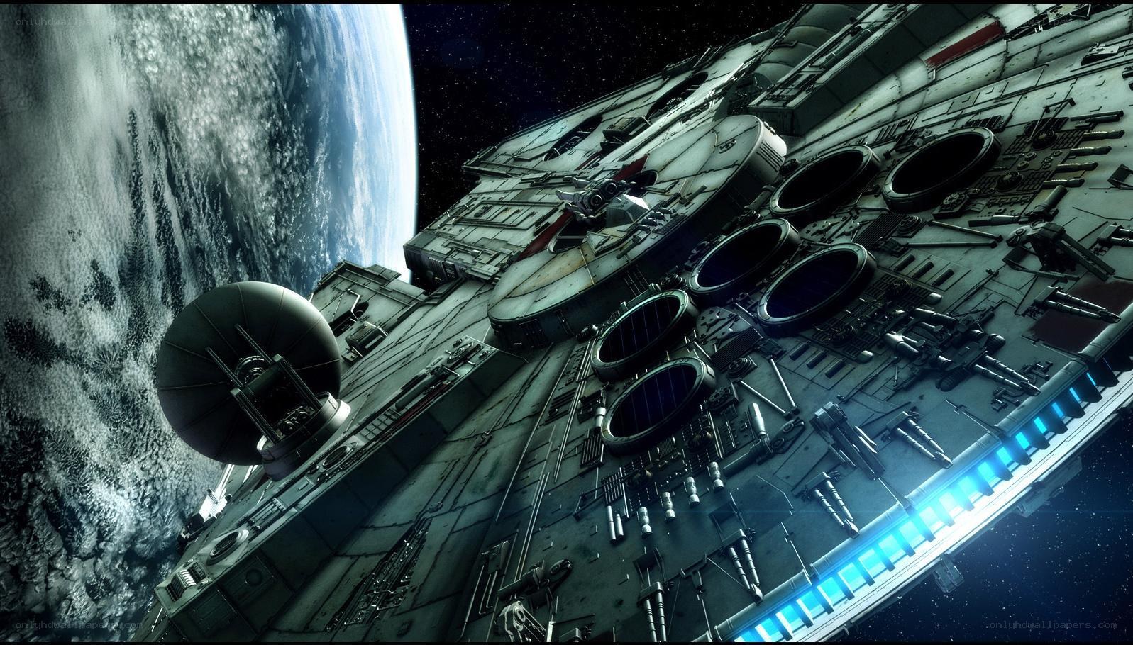 Millennium Falcon near a planet