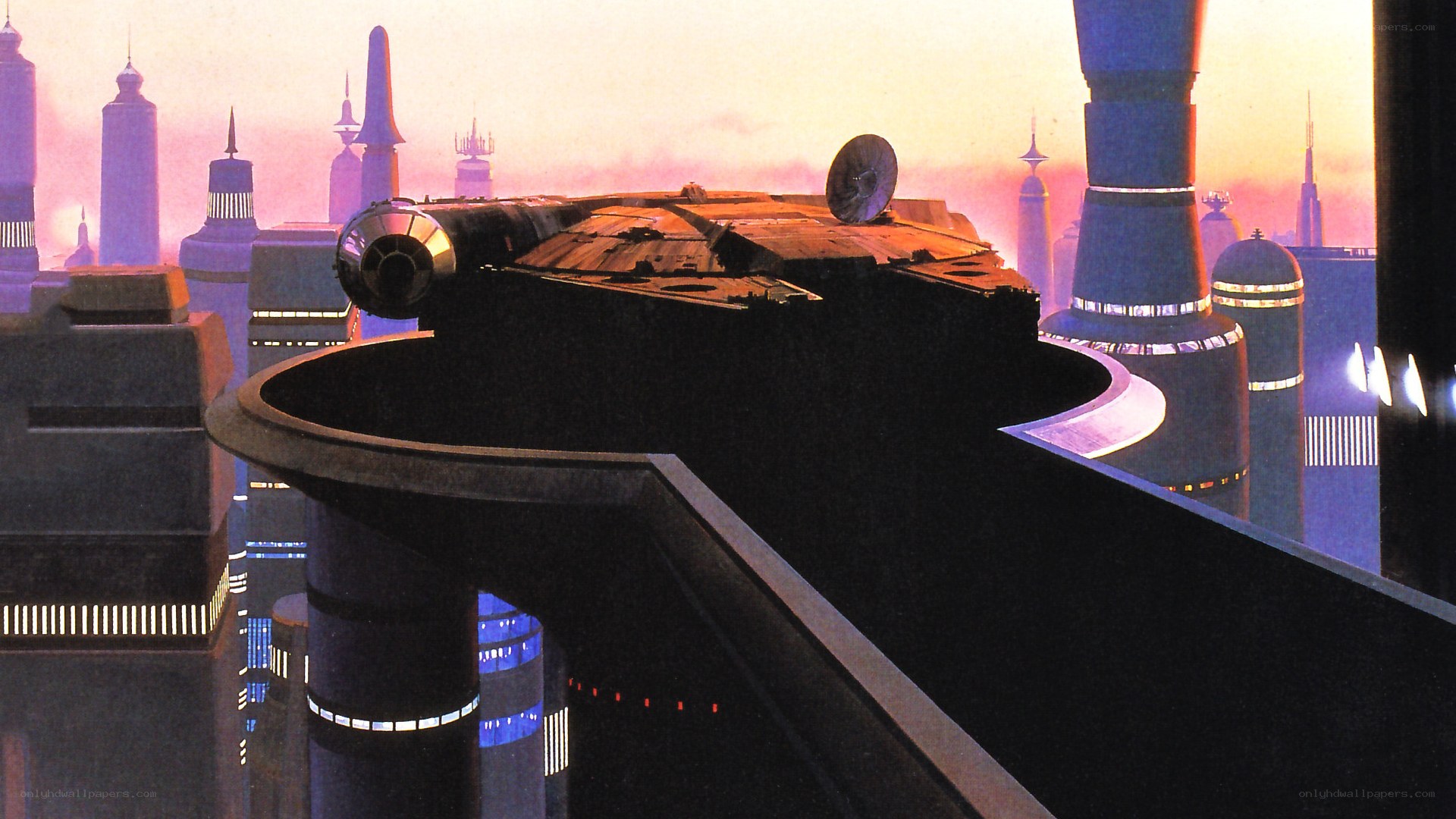 Millennium Falcon on a city platform