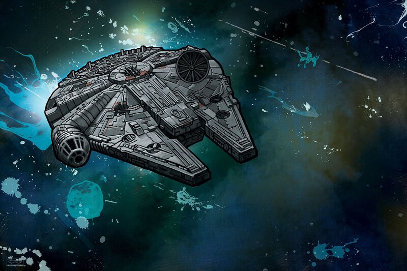 Millennium Falcon Ship — Blue, Dramatic