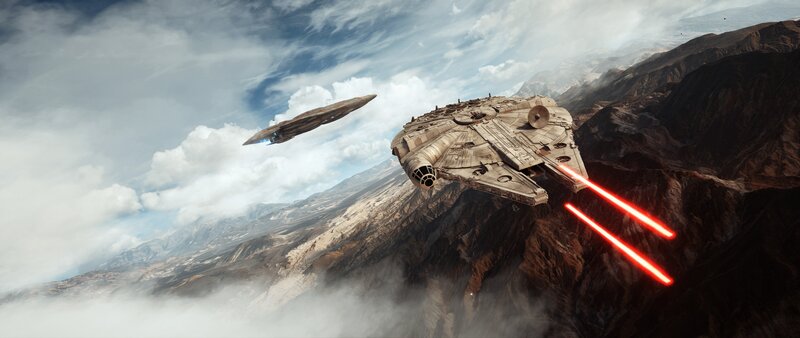 Millennium Falcon Ship — Gray, Dramatic