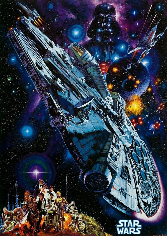 Millennium Falcon Spaceship — Blue, Dramatic, Night