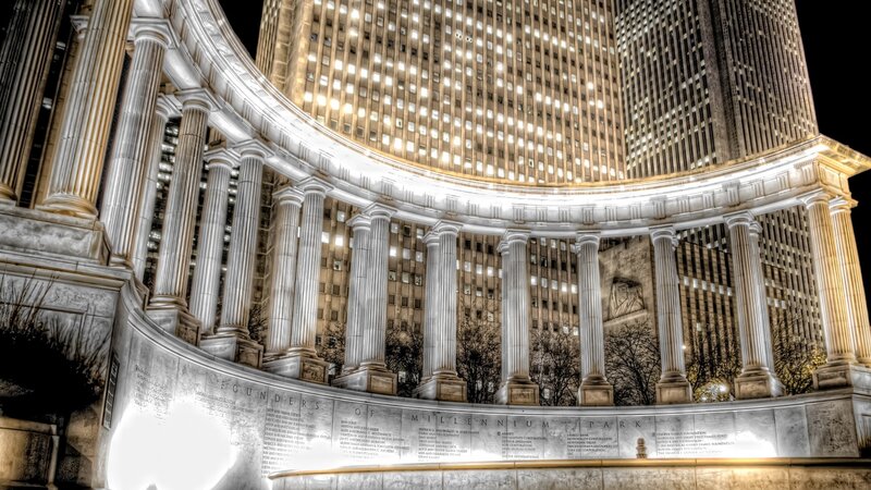 Millennium Park monument at night