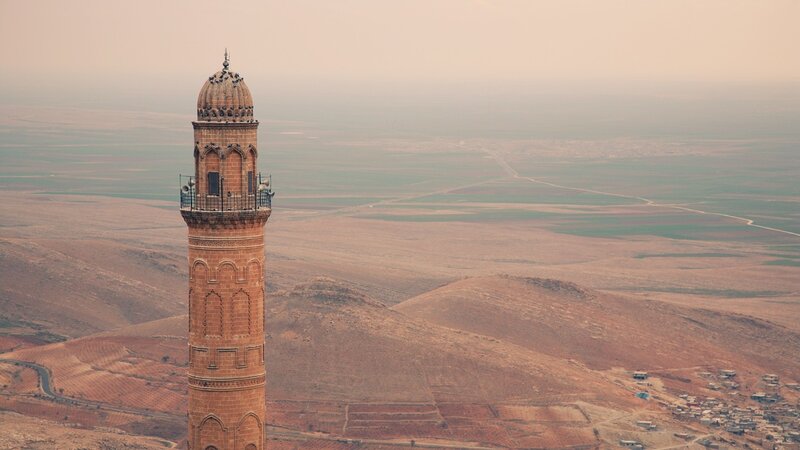 Minaret overlooking a valley