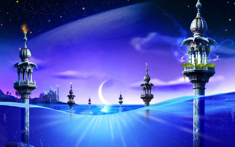 Minarets over Water — Blue
