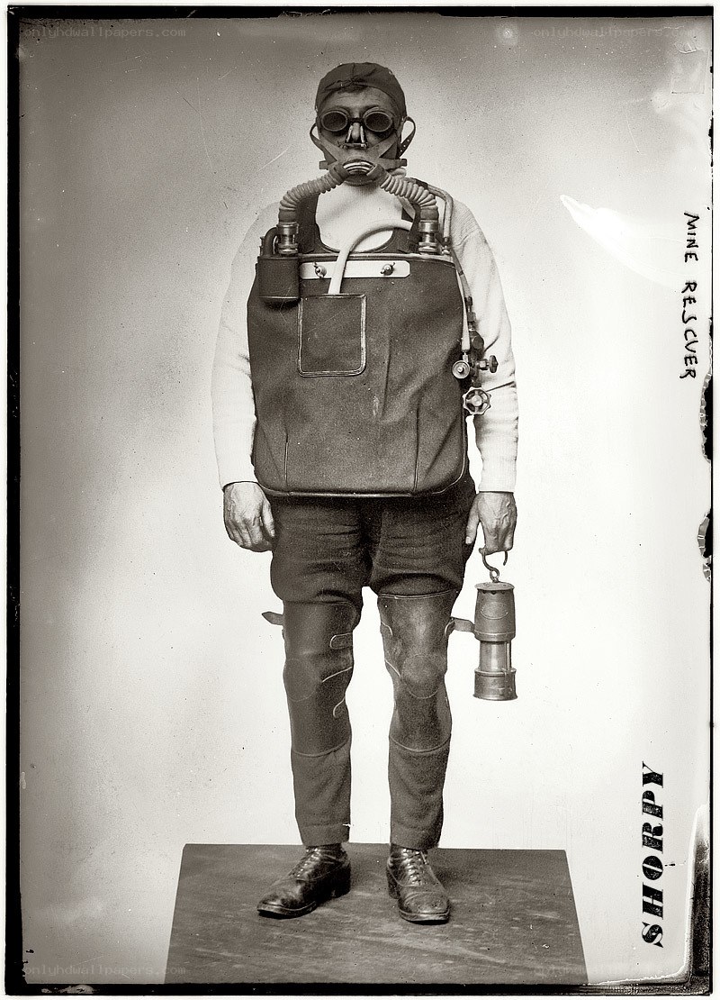 Mine rescuer in protective gear
