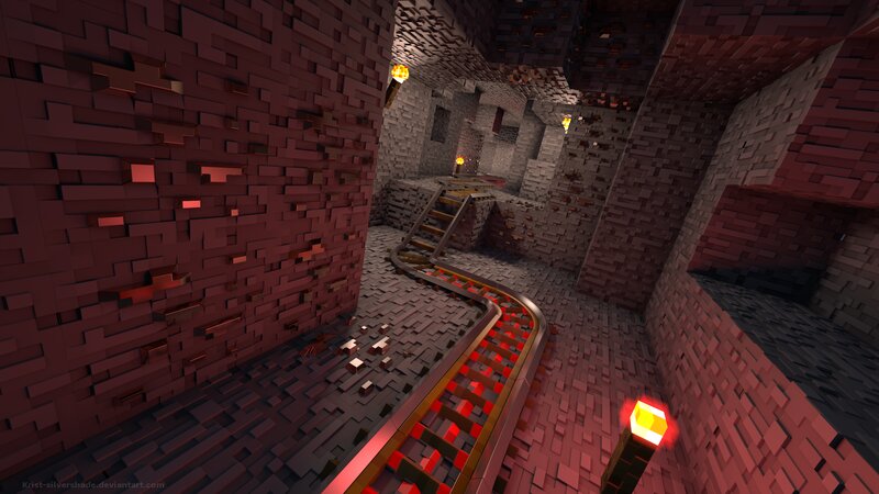Minecart Track in Cave
