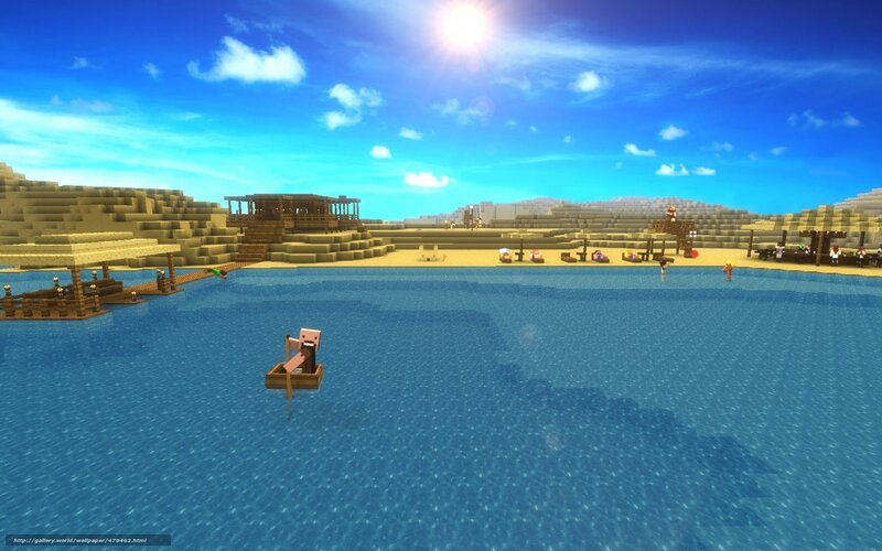 Minecraft beach scene