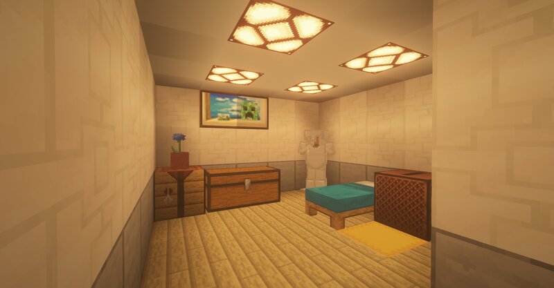 Minecraft Bedroom Interior — Beige