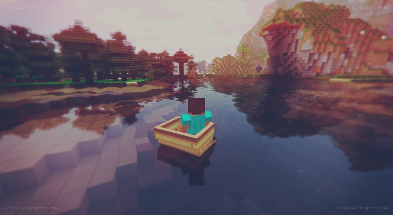 Minecraft boat on a lake