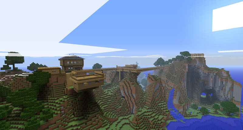Minecraft bridge over canyon