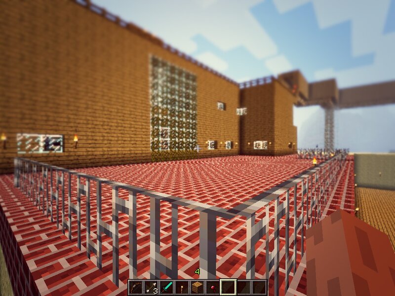 Minecraft building with red floor